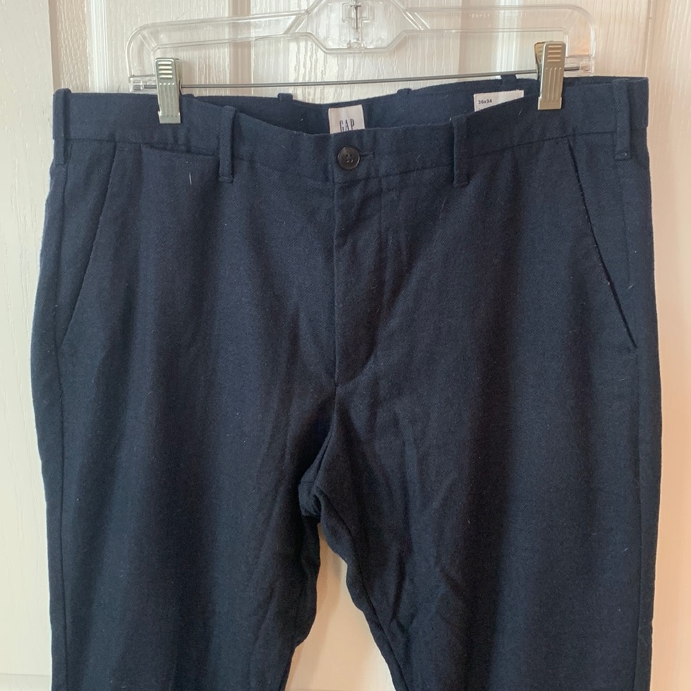 Gap Slim Fit Wool Dress Pant Navy Blue 36x34 (36 x 34)